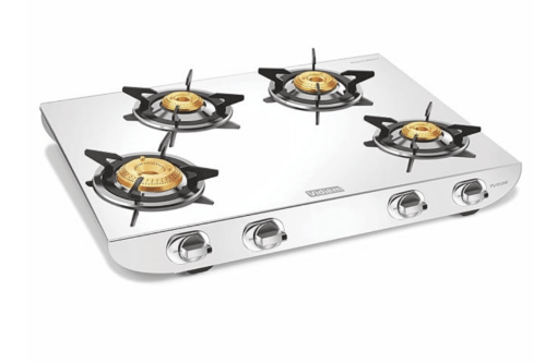 Vidiem Gas Stove S4 236 A Tusker (Black) | Stainless Steel 4 Burner frameless Gas Stove | Manual Ignition | Safety, Reliability, High Efficiency | 5 years warranty
